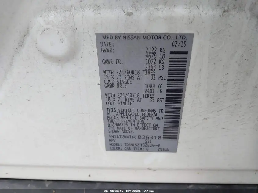 2015 NISSAN ROGUE SL