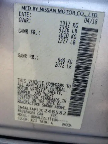 2018 NISSAN ALTIMA 2.5  