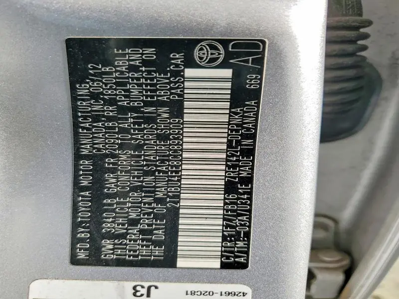 2012 TOYOTA COROLLA LE  