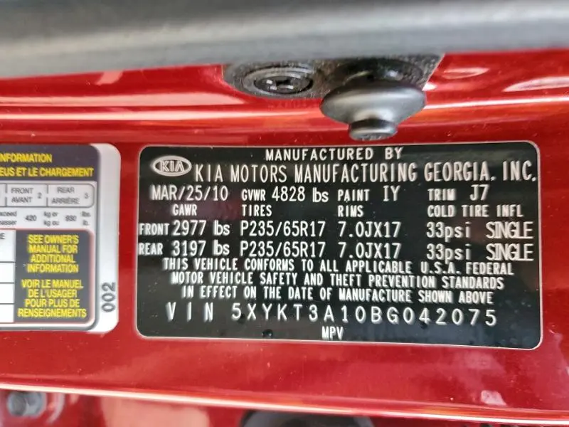 2011 KIA SORENTO   