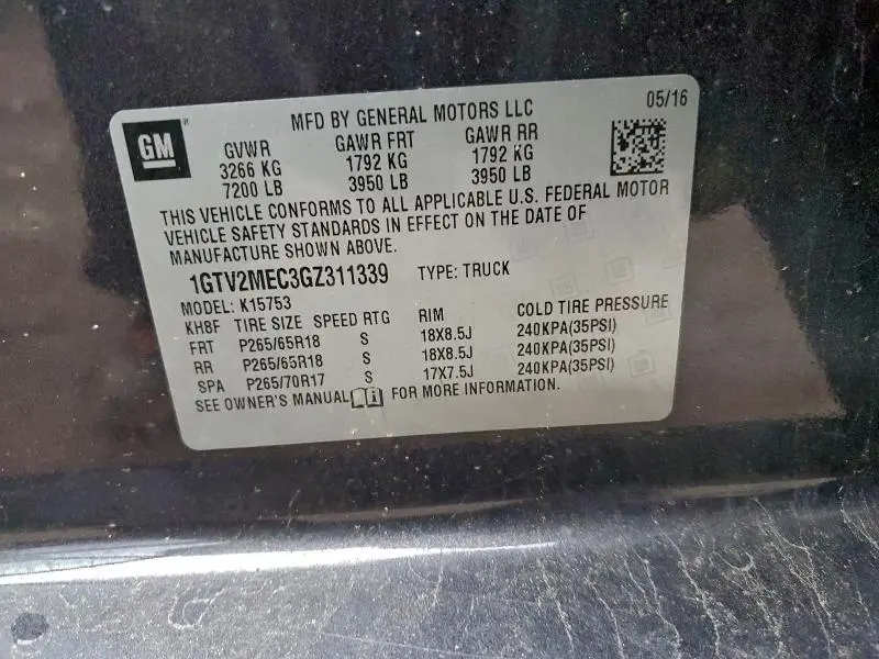 2016 GMC SIERRA K1500 SLE  