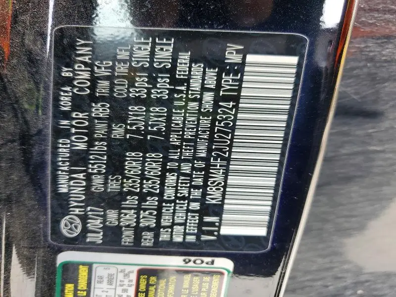 2018 HYUNDAI SANTA FE SE  