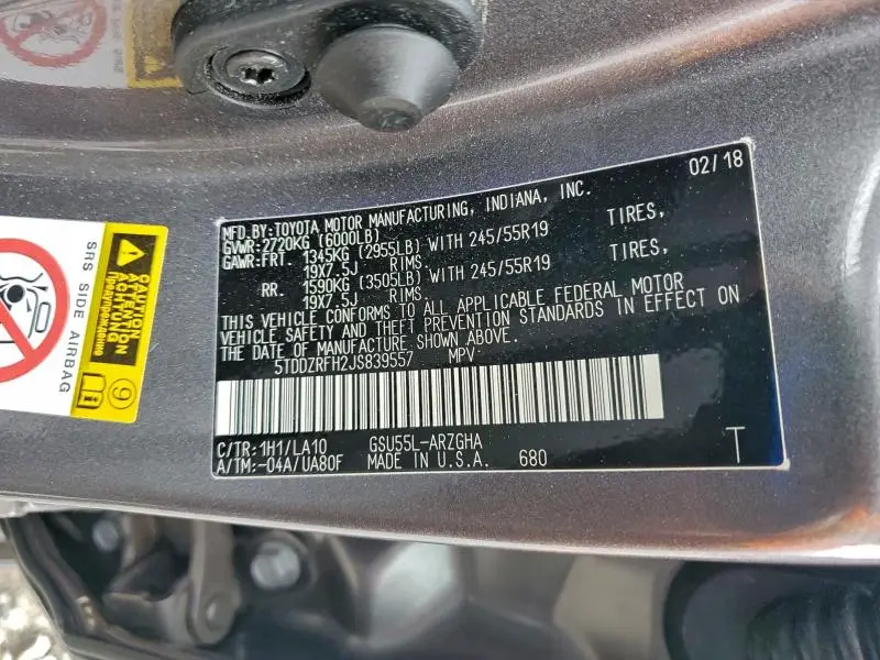 2018 TOYOTA HIGHLANDER LIMITED  