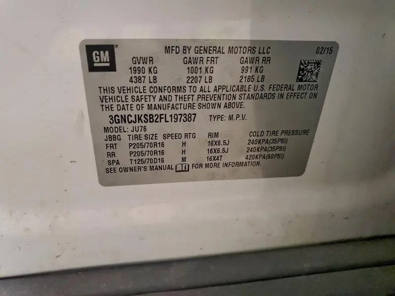 2015 CHEVROLET TRAX LS  