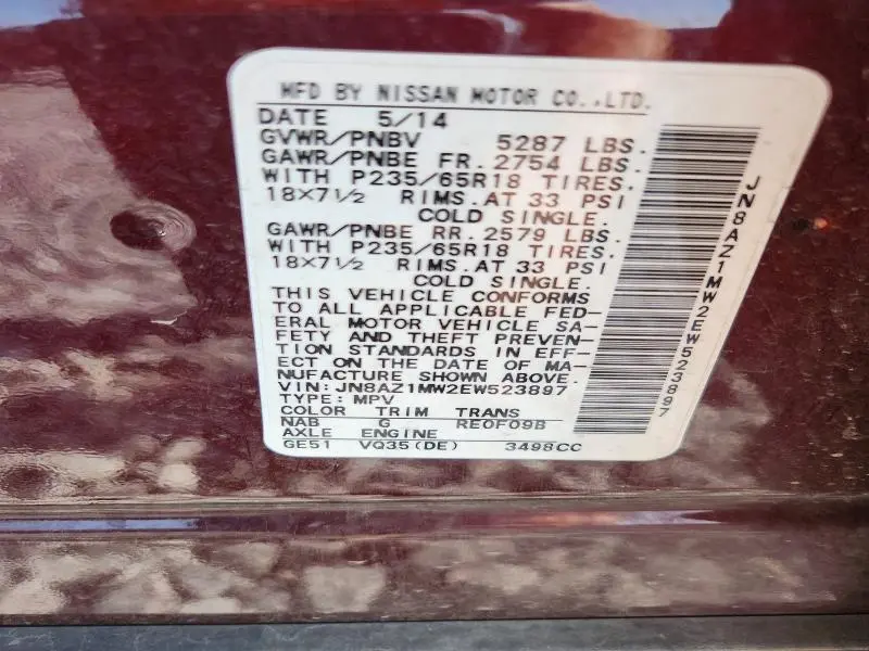 2014 NISSAN MURANO SL  