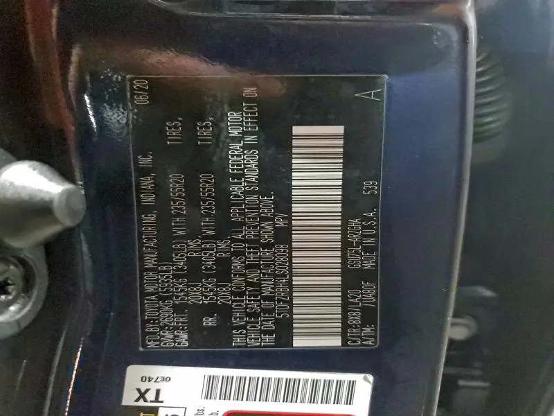 2020 TOYOTA HIGHLANDER PLATINUM  