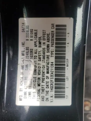 2014 HONDA ACCORD LX
