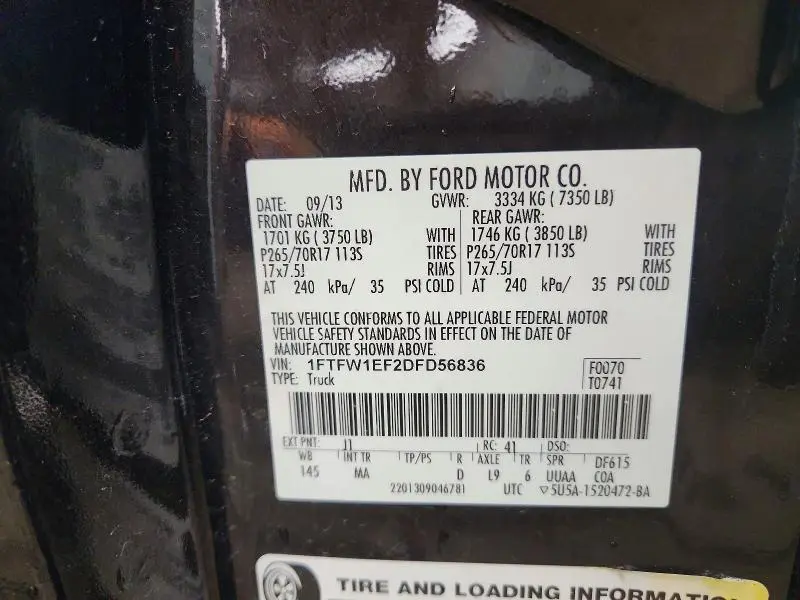 2013 FORD F150 SUPERCREW  