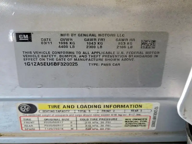 2011 CHEVROLET MALIBU LS  