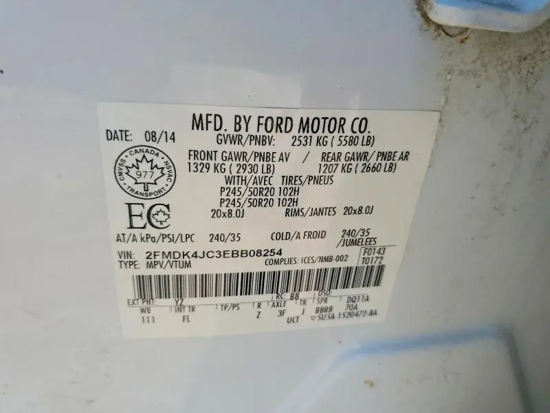 2014 FORD EDGE SEL  