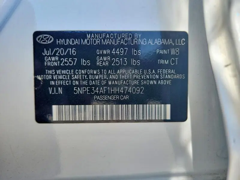 2017 HYUNDAI SONATA SPORT  