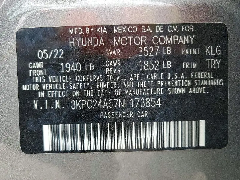 2022 HYUNDAI ACCENT SEL  