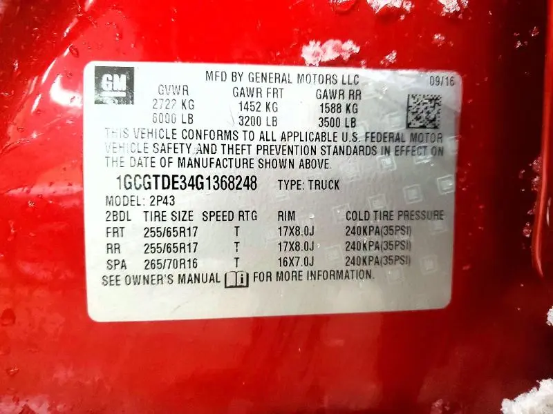 2016 CHEVROLET COLORADO Z71  