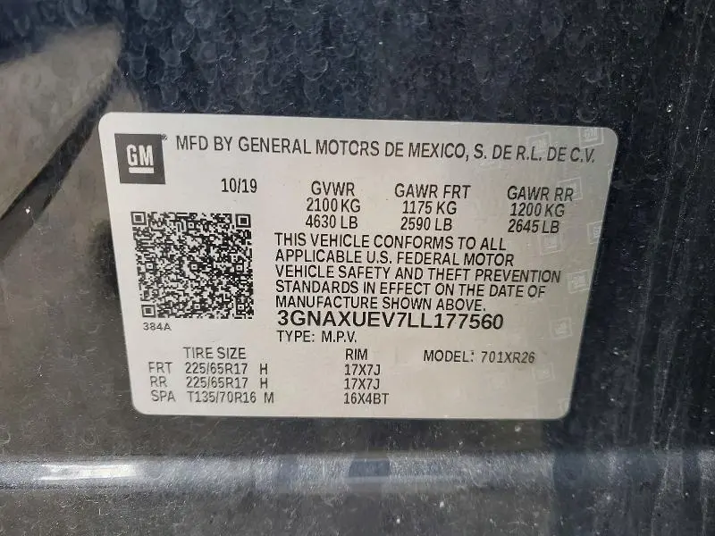 2020 CHEVROLET EQUINOX LT  