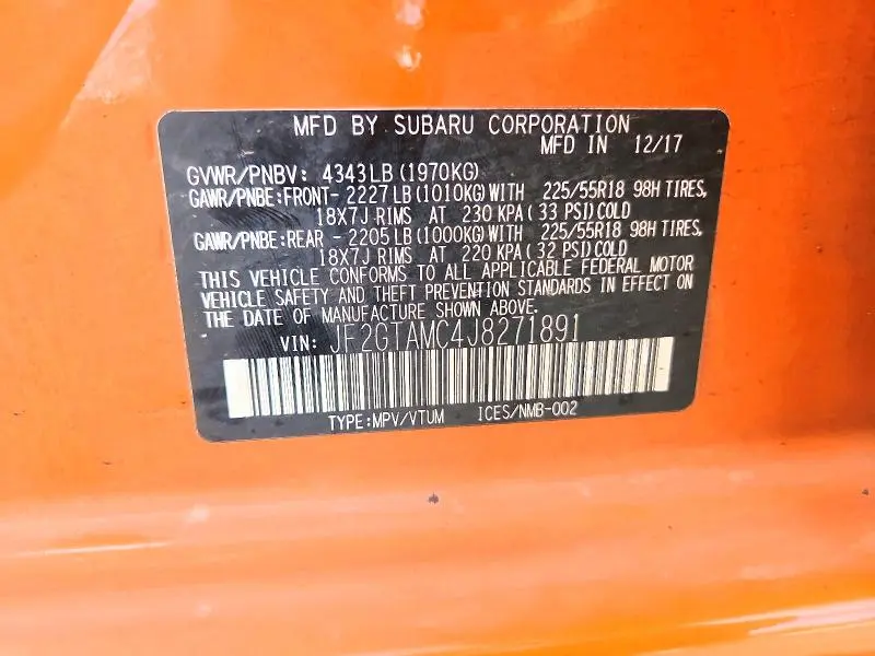 2018 SUBARU CROSSTREK LIMITED  