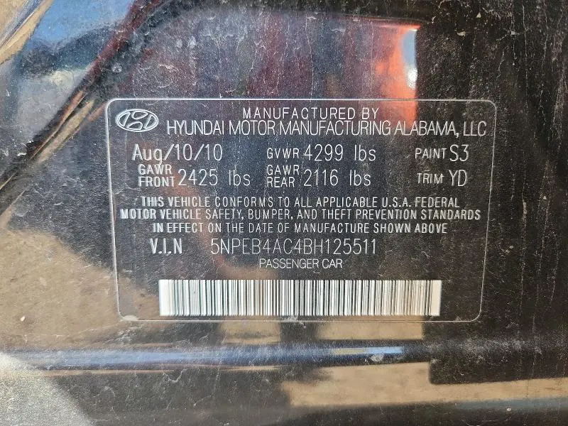 2011 HYUNDAI SONATA GLS  
