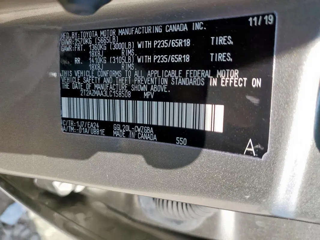2020 LEXUS RX 350 BASE  