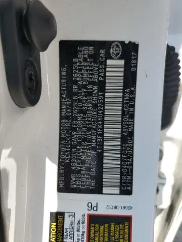 2017 TOYOTA CAMRY LE  