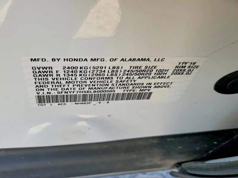 2020 HONDA PASSPORT EXL  