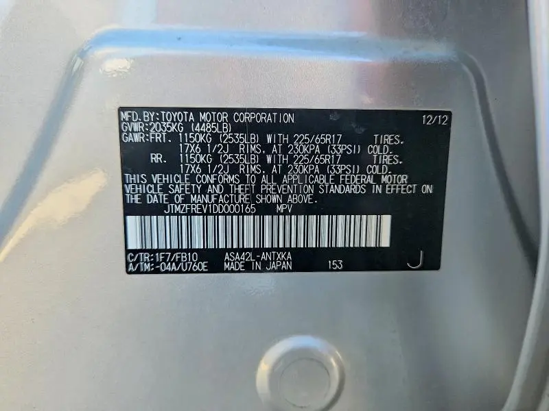 2013 TOYOTA RAV4 LE  