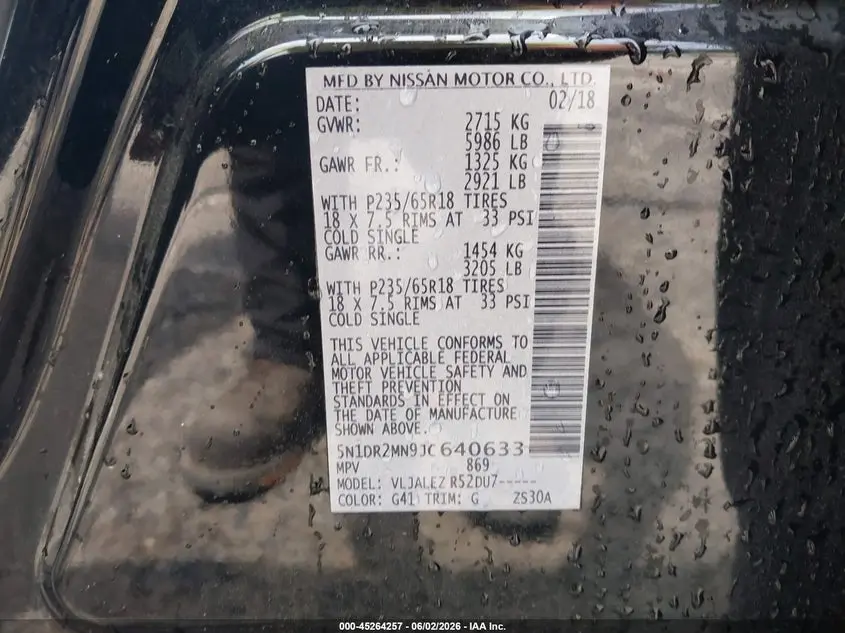 2018 NISSAN PATHFINDER SV