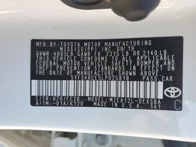 2020 TOYOTA COROLLA SE  