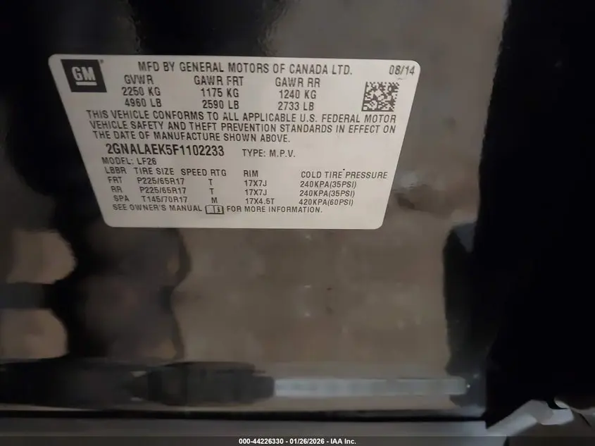 2015 CHEVROLET EQUINOX LS