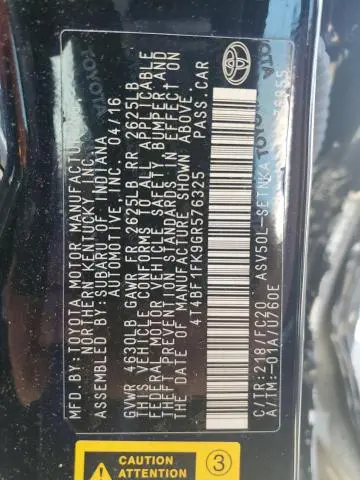 2016 TOYOTA CAMRY LE