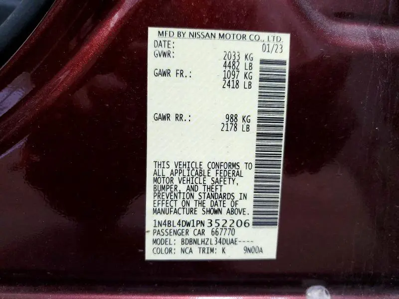 2023 NISSAN ALTIMA SV  