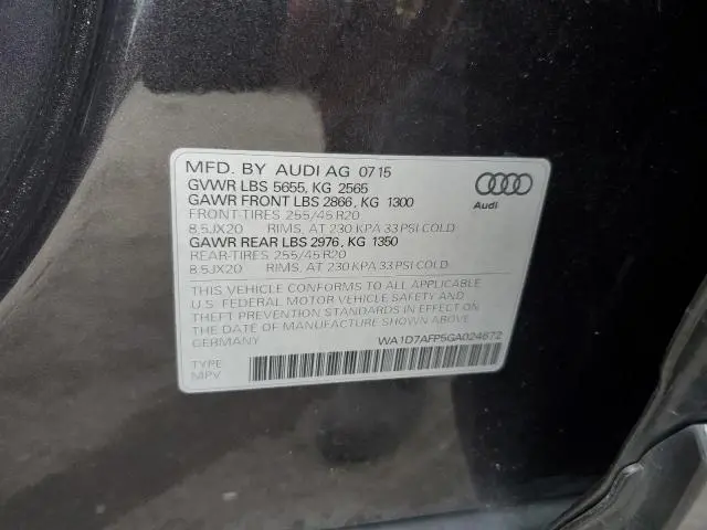 2016 AUDI Q5 PREMIUM PLUS S-LINE