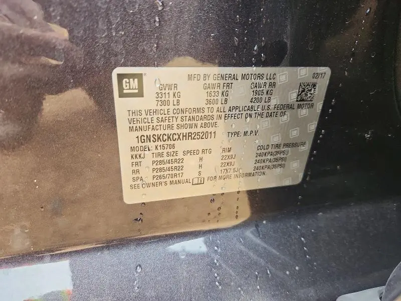 2017 CHEVROLET TAHOE K1500 PREMIER  