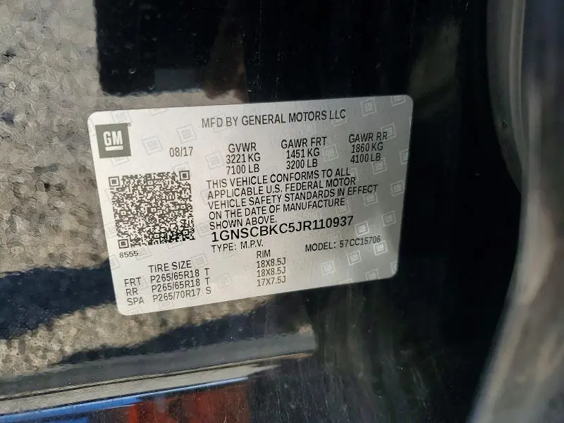 2018 CHEVROLET TAHOE C1500 LT  