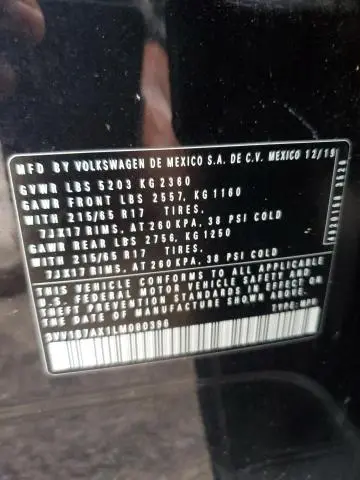 2020 VOLKSWAGEN TIGUAN S  