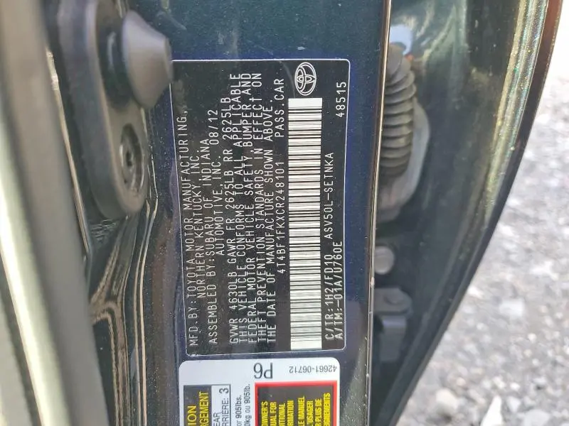 2012 TOYOTA CAMRY LE  