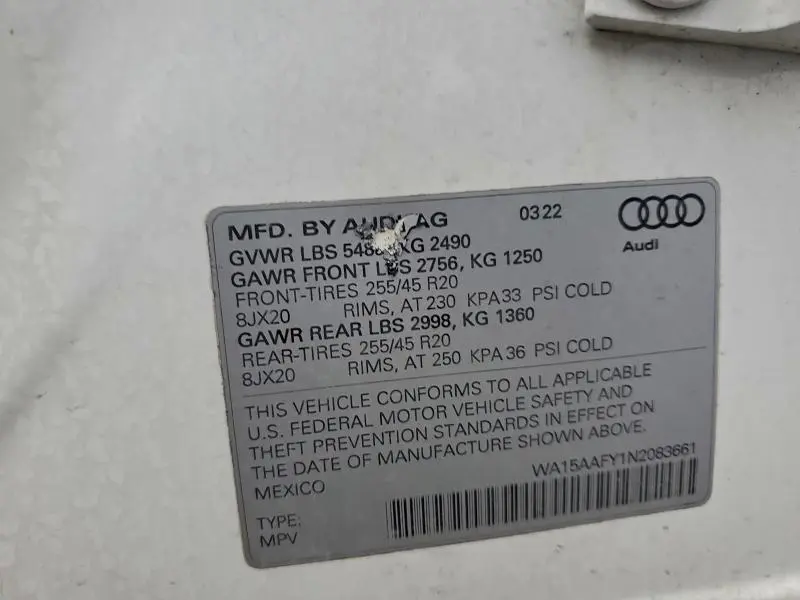 2022 AUDI Q5 SPORTBACK PRM PLS 45  