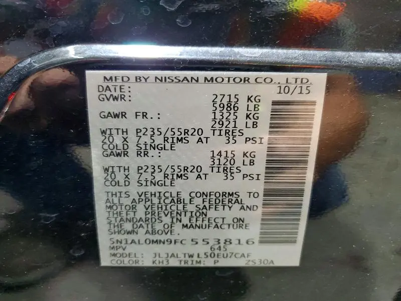 2015 INFINITI QX60 BASE  
