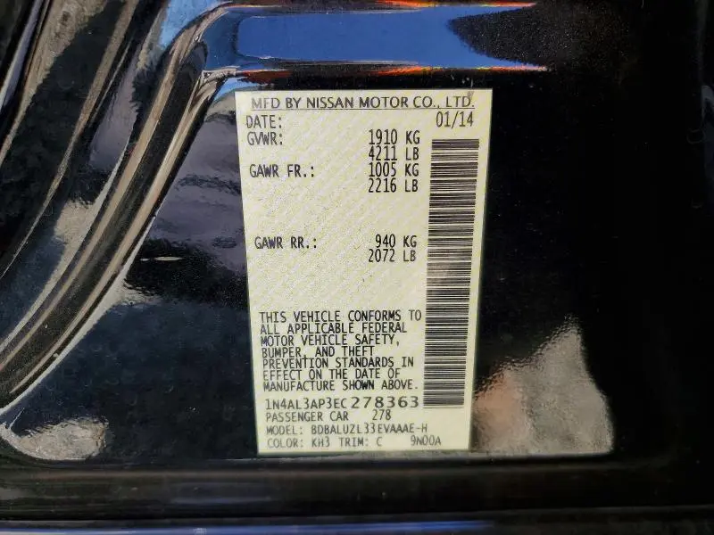 2014 NISSAN ALTIMA 2.5 SV  