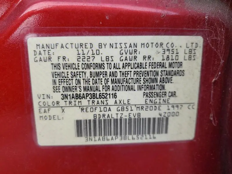 2011 NISSAN SENTRA 2.0  