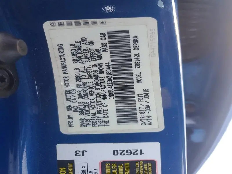 2010 TOYOTA COROLLA BASE  