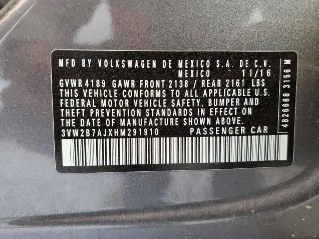 2017 VOLKSWAGEN JETTA S  