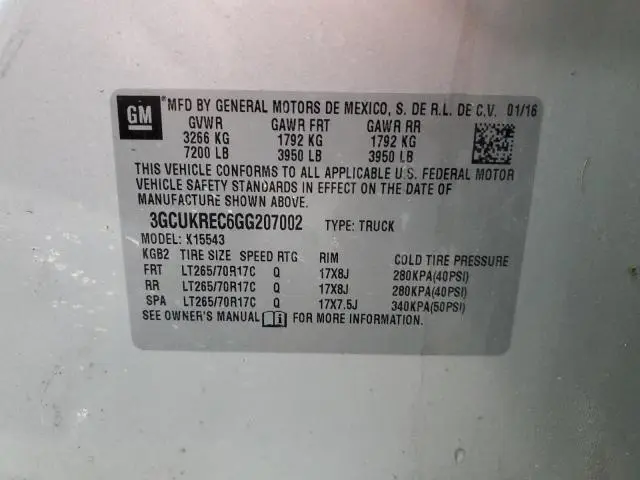 2016 CHEVROLET SILVERADO K1500 LT  