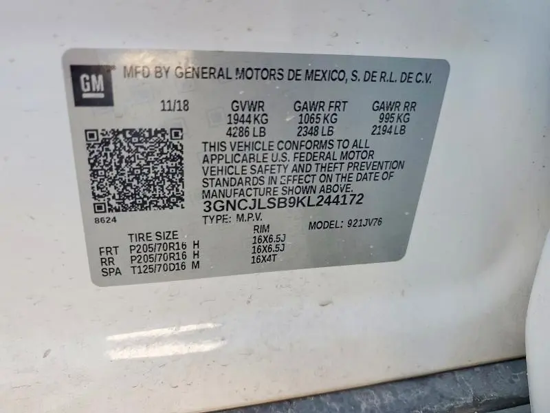 2019 CHEVROLET TRAX 1LT  