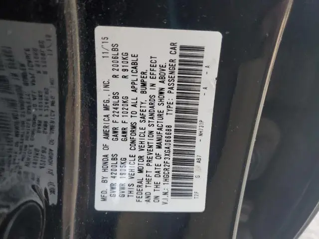 2016 HONDA ACCORD LX