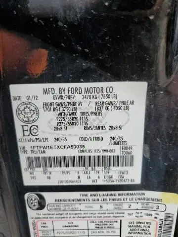 2012 FORD F150 SUPERCREW  