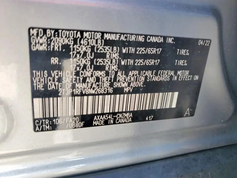 2022 TOYOTA RAV4 XLE  