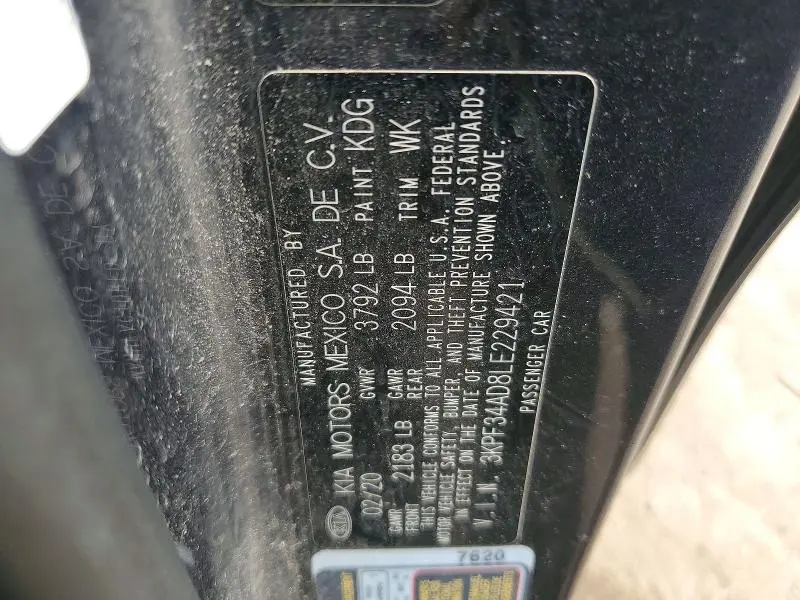 2020 KIA FORTE GT LINE  