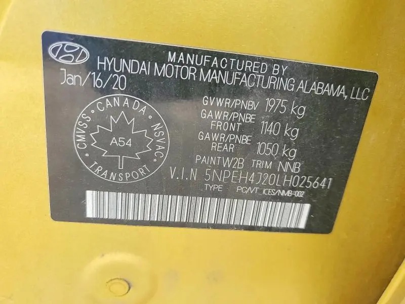 2020 HYUNDAI SONATA LIMITED  