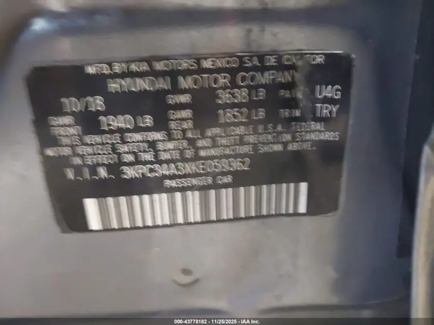 2019 HYUNDAI ACCENT LIMITED