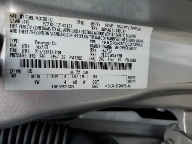 2016 FORD FOCUS SE  