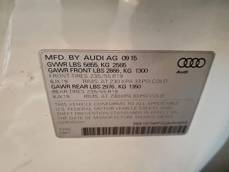 2016 AUDI Q5 PREMIUM PLUS S-LINE  